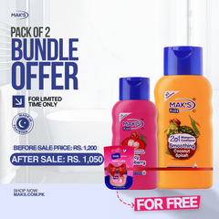 MAK’S Kids Coconut 2-in-1 & Strawberry 2-in-1 300ml ×2 + FREE Lip Balm (Rosy Lips)