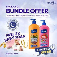 Swabe by Mak’s Strawberry & Coconut 3-in-1 550ml x2 (Free Baby Soap)