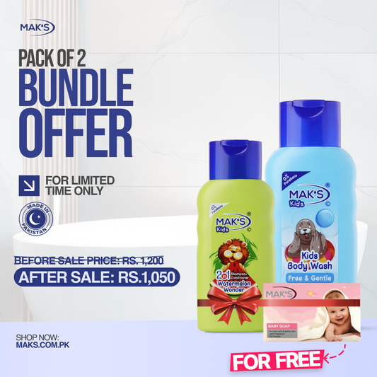 Mak’s 2-in-1 Shampoo Watermelon & Free Gentle Bodywash 300ml ×2 (Free Pink baby Soap)