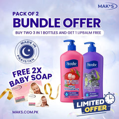 Swabe by Mak’s Strawberry & Bubble Gum 550ml ×2 (Free Baby Soap)