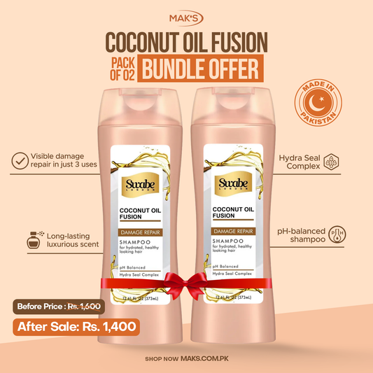 Swabe Coconut Oil Fusion Shampoo Bundle 12.61 Fl Oz / 373 ml x 2