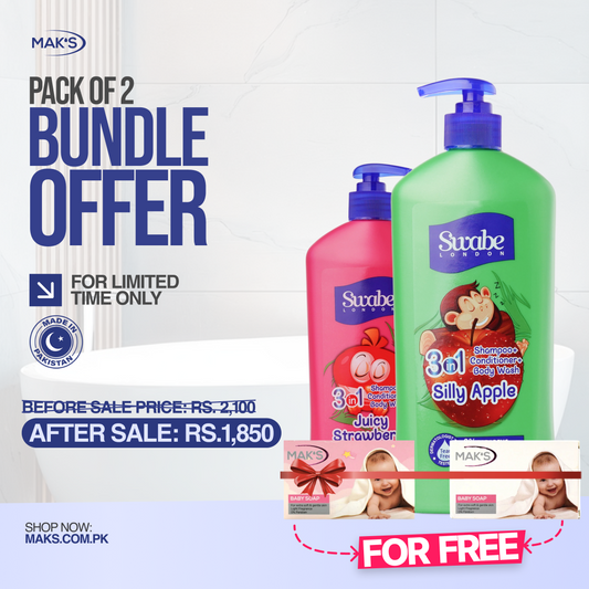 Swabe by Mak’s Strawberry & Apple 550ml ×2 (Free Baby Soap ×2)