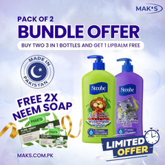 Swabe Kids by Mak’s Watermelon & Berry Bubble Blast 3-in-1 550ml ×2 + (Free Neem Soap)