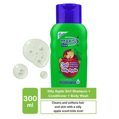 Mak’s Kids Silly Apple 3-in-1 Shampoo + Conditioner + Body Wash 300ml