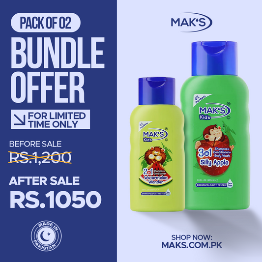 MAK’S Kids Watermelon 2-in-1 & Apple 3-in-1 Bundle 300ml ×2