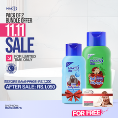 Mak’s 3-in-1 Shampoo Apple & Free Gentle Bodywash 300ml ×2 (Free White baby Soap)