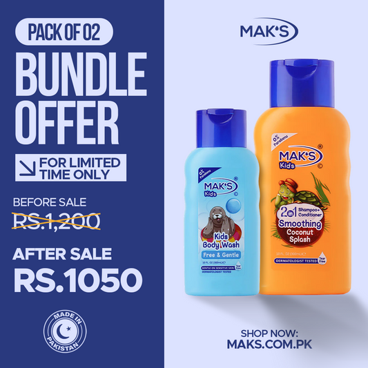 MAK’S Kids Coconut 2-in-1 & Gentle Body Wash Bundle 300ml ×2