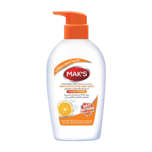 MAK’s Sulphate Free Anti Bacterial Handwash - Citrus Fresh 200ml