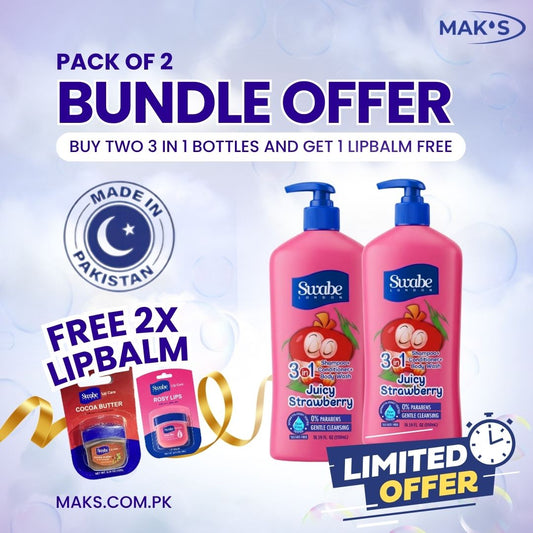 Swabe Strawberry 3-in-1 Bundle ×2 + FREE Lip Balm (Rosy Lips & Original )
