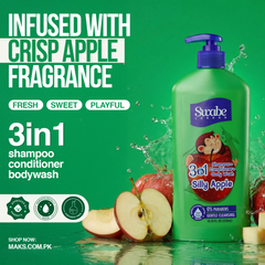 Swabe Kids by Mak's Silly Apple 3-in-1 Shampoo, Conditioner, and Body Wash