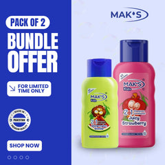 MAK’S Kids Watermelon 2-in-1 & Strawberry 2-in-1 Bundle 300ml ×2