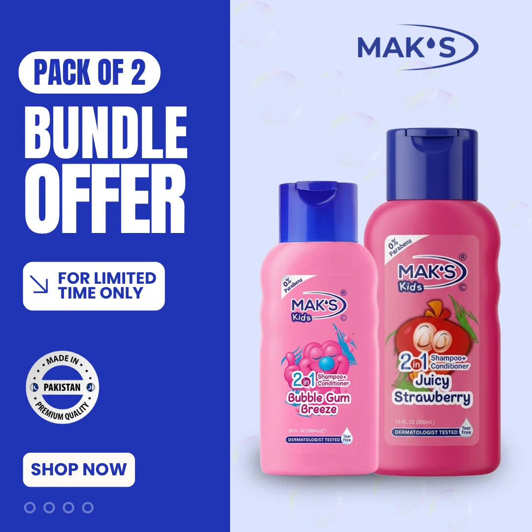 MAKS Kids 2in1 Bubble Gum and Strawberry Shampoo Body Wash 300ml Twin Pack with Free Delivery Pakistan
