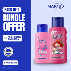 MAKS Kids 2in1 Bubble Gum and Strawberry Shampoo Body Wash 300ml Twin Pack with Free Delivery Pakistan
