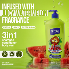 Swabe Kids by Mak's Watermelon Wonder 3-in-1 Shampoo, Conditioner and Body Wash 550ml