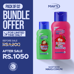 MAK’S Kids Strawberry 2-in-1 & Apple 3-in-1 Bundle 300ml ×2