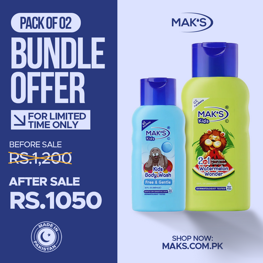 MAK’S Kids Watermelon 2-in-1 & Gentle Body Wash Bundle 300ml ×2
