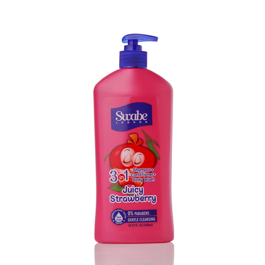 Swabe Kids by Mak's Juicy Strawberry 3-in-1 Shampoo, Conditioner, and Body Wash 550ml