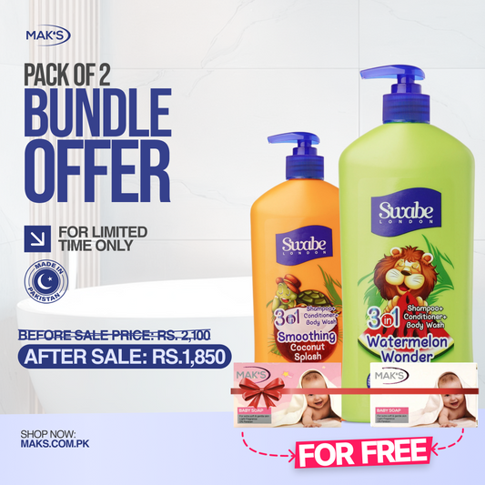 Swabe by Mak’s Coconut & Watermelon 550ml ×2 (Free Baby Soap ×2)