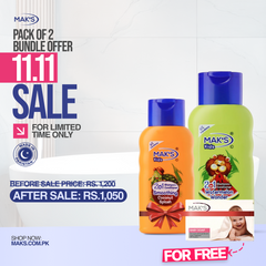 Mak’s 2-in-1 Shampoo Coconut & Watermelon 300ml ×2 (Free White baby Soap)