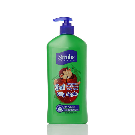 Swabe Kids by Mak's Silly Apple 3-in-1 Shampoo, Conditioner, and Body Wash
