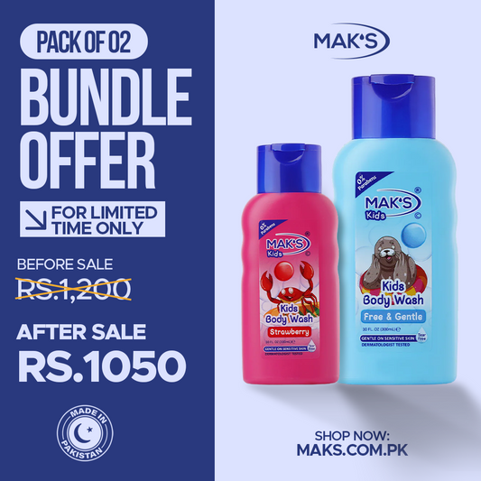 MAK’S Kids Gentle Body Wash & Strawberry Body Wash Bundle 300ml ×2