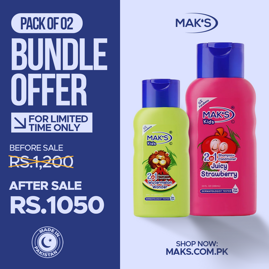 MAK’S Kids Watermelon 2-in-1 & Strawberry 2-in-1 Bundle 300ml ×2