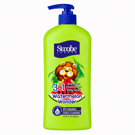 Swabe Kids by Mak's Watermelon Wonder 3-in-1 Shampoo, Conditioner and Body Wash 550ml