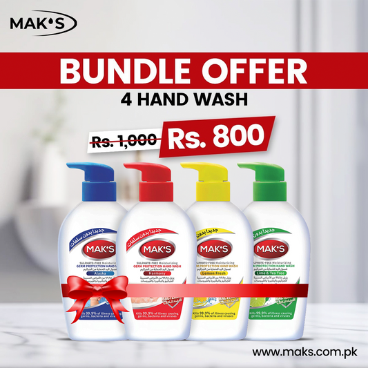 Mak's Handwash Bundle 200ml ×4 (Lime, Lemon, Harmony, Alaska)