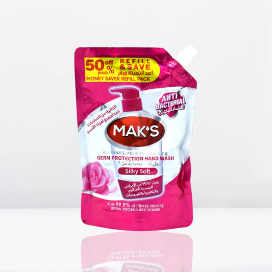 MAK’s Sulphate Free Anti Bacterial Handwash - Silky Soft (Pouch) 600ml