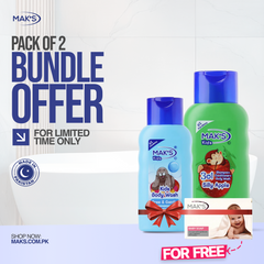 Mak’s 3-in-1 Shampoo Apple & Free Gentle Bodywash 300ml ×2 (Free White baby Soap)