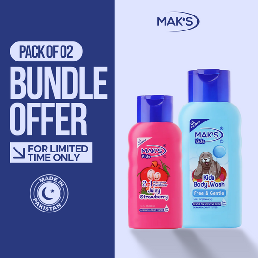 MAK’S Kids Strawberry 2-in-1 & Gentle Body Wash Bundle 300ml ×2
