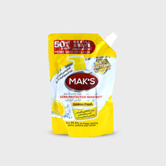 MAK’s Sulphate Free Anti Bacterial Handwash - Lemon Fresh (Pouch) 600ml