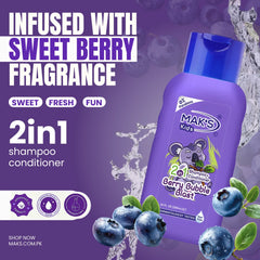 MAK’S Kids Bubble Gum & Berry Blast 2-in-1 Shampoo Bundle (300ml x 2)