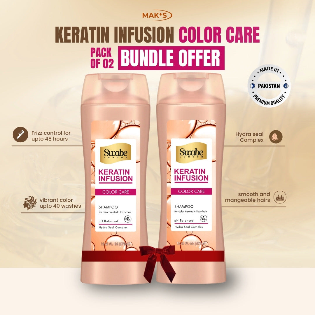 Swabe Keratin infusion Color Care Shampoo Bundle 12.61 Fl Oz / 373 ml x 2
