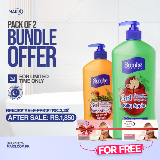 Swabe by Mak’s Coconut & Apple 550ml ×2 (Free Baby Soap ×2)