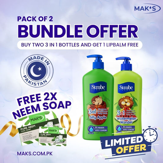 Swabe by Mak’s Apple & Watermelon 550ml ×2 (Free Neem Soap)