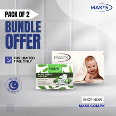 MAK’S Pure Transparent Neem Cool Soap & White Baby Soap Bundle ×2