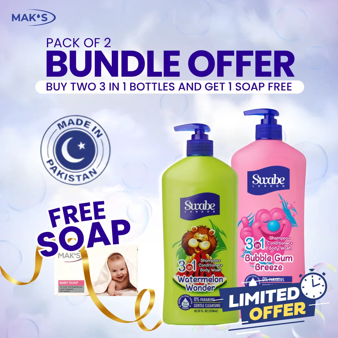 Swabe by Mak’s Watermelon & Bubble Gum 550ml ×2 (Free Baby Soap)