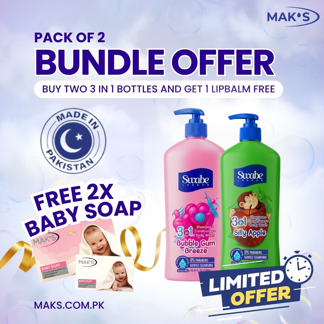 Swabe by Mak’s Apple & Bubble Gum 550ml ×2 (Free Baby Soap)