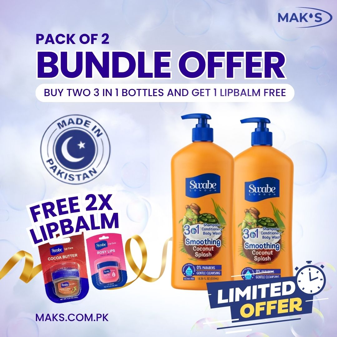 Swabe Kids by Mak’s Coconut 3-in-1 Bundle 550ml ×2 + FREE Lip Balms ×2