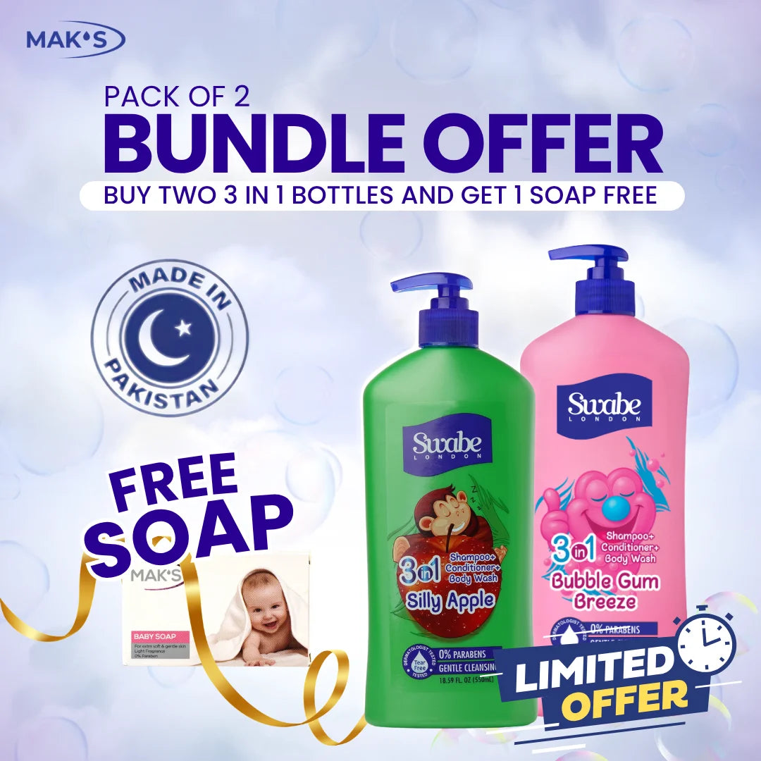 Swabe by Mak’s Apple & Bubble Gum 550ml ×2 (Free Baby Soap)