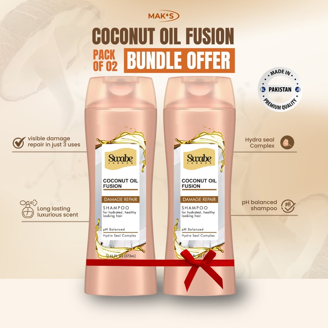 Swabe Coconut Oil Fusion Shampoo Bundle 12.61 Fl Oz / 373 ml x 2