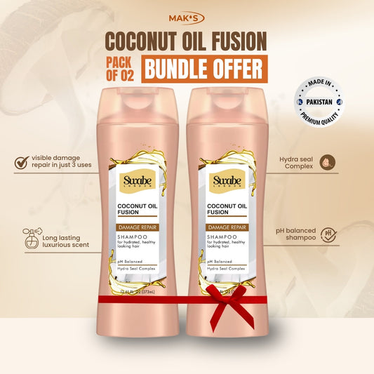 Swabe Coconut Oil Fusion Shampoo Bundle 12.61 Fl Oz / 373 ml x 2