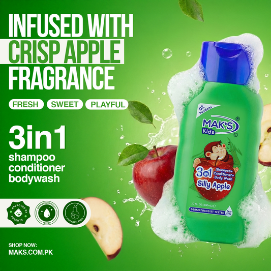 Mak’s 2-in-1 Shampoo Coconut & Apple 3-in-1 300ml ×2 (Free Pink baby Soap)