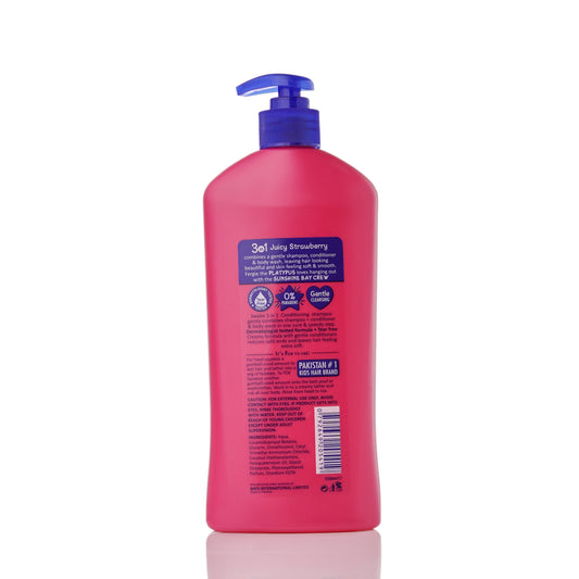 Swabe Kids by Mak's Juicy Strawberry 3-in-1 Shampoo, Conditioner, and Body Wash 550ml