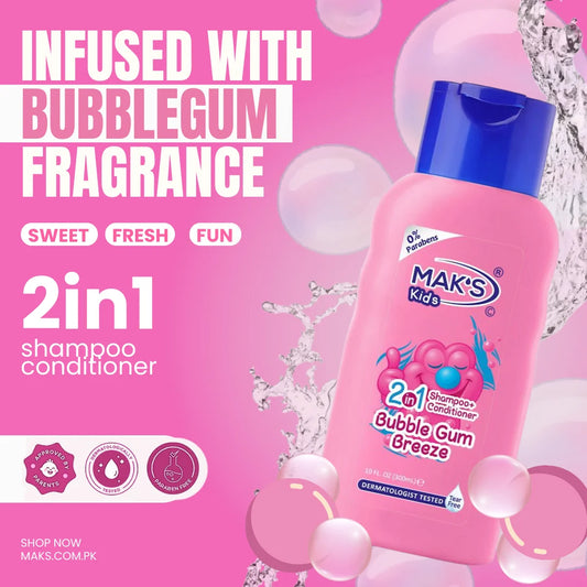 MAK’S Kids Bubble Gum & Berry Blast 2-in-1 Shampoo Bundle (300ml x 2)