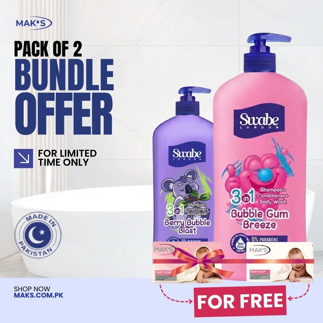 Swabe by Mak’s Bubble Gum & Berry 550ml ×2 (Free Baby Soap x 2)