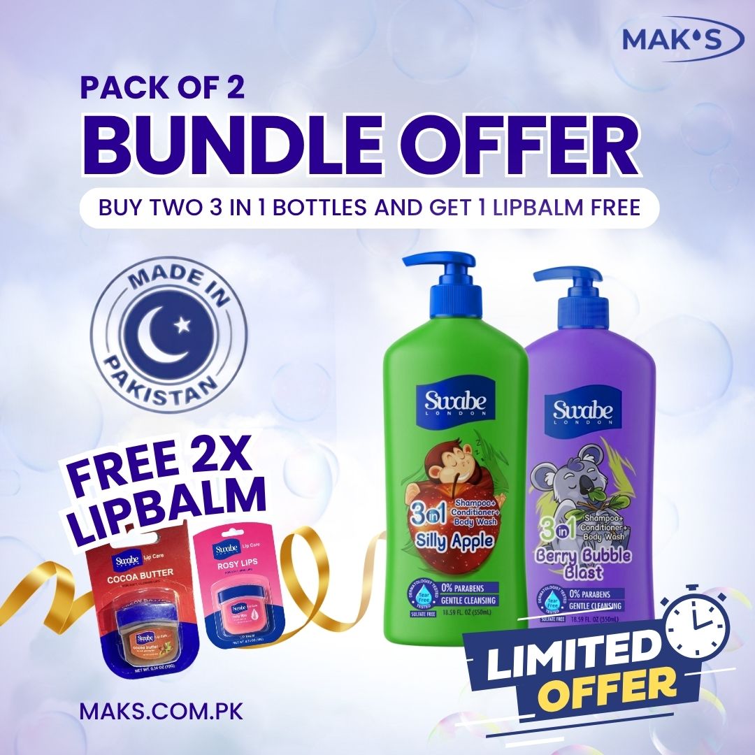 Swabe Kids by Mak’s Berry & Apple 3-in-1 Bundle 550ml ×2 + FREE Lip Balms ×2
