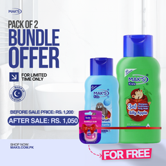 MAK’S Kids Apple 3-in-1 & Gentle Body Wash 300ml ×2 + FREE Lip Balm (Bubble Gum)