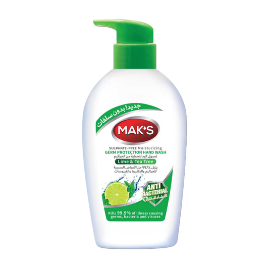 MAK’s Sulphate Free Anti Bacterial Handwash - Lime & Tea Tree 200ml